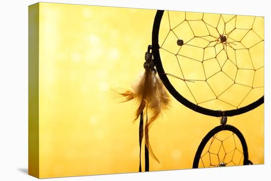 Beautiful Dream Catcher On Yellow Background-Yastremska-Stretched Canvas