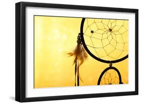 Beautiful Dream Catcher On Yellow Background-Yastremska-Framed Art Print