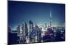 Beautiful Dubai Cityscape, Bird's Eye View on a Night Urban Scene, Modern City Panoramic Landscape,-Anna Om-Mounted Photographic Print