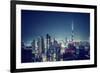 Beautiful Dubai Cityscape, Bird's Eye View on a Night Urban Scene, Modern City Panoramic Landscape,-Anna Om-Framed Photographic Print