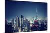 Beautiful Dubai Cityscape, Bird's Eye View on a Night Urban Scene, Modern City Panoramic Landscape,-Anna Om-Mounted Photographic Print