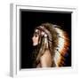 Beautiful Ethnic Lady with Roach on Her Head.-korabkova-Framed Premium Photographic Print
