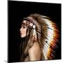 Beautiful Ethnic Lady with Roach on Her Head.-korabkova-Mounted Premium Photographic Print