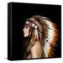 Beautiful Ethnic Lady with Roach on Her Head.-korabkova-Framed Stretched Canvas