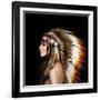 Beautiful Ethnic Lady with Roach on Her Head.-korabkova-Framed Photographic Print