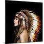 Beautiful Ethnic Lady with Roach on Her Head.-korabkova-Mounted Photographic Print