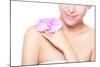 Beautiful Face with Pink Orchids-aslysun-Mounted Photographic Print