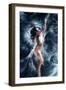 Beautiful Fantasy Fairy Woman Caught in Spider Net-coka-Framed Photographic Print