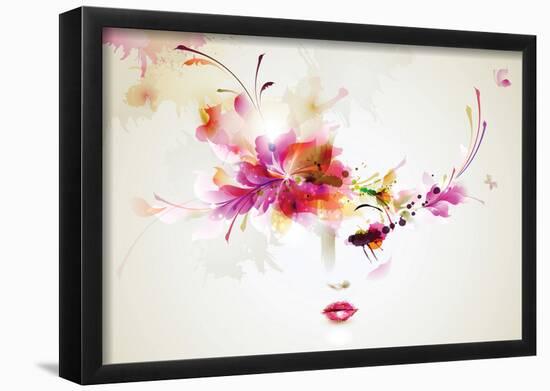Beautiful Fashion Women With Abstract Design Elements-null-Framed Poster