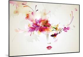 Beautiful Fashion Women With Abstract Design Elements-null-Mounted Poster