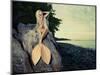 Beautiful Fashionable Mermaid Sitting On A Rock By The Sea-George Mayer-Mounted Art Print