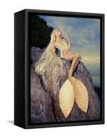 Beautiful Fashionable Mermaid Sitting On A Rock By The Sea-George Mayer-Framed Stretched Canvas