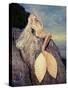 Beautiful Fashionable Mermaid Sitting On A Rock By The Sea-George Mayer-Stretched Canvas