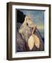 Beautiful Fashionable Mermaid Sitting On A Rock By The Sea-George Mayer-Framed Art Print