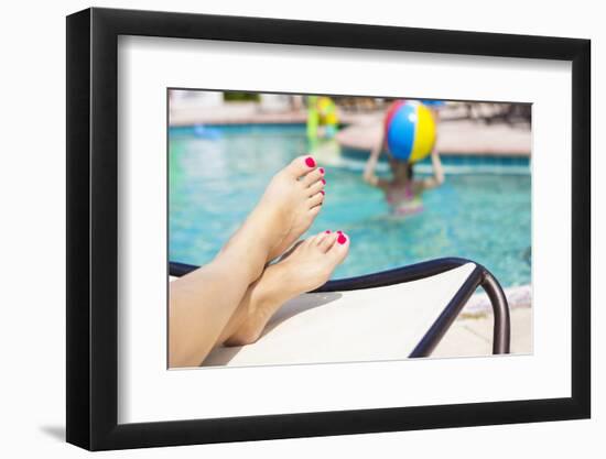 Beautiful Feet and Toes by the Swimming Pool-yobro-Framed Photographic Print