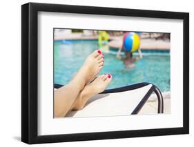 Beautiful Feet and Toes by the Swimming Pool-yobro-Framed Photographic Print