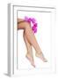 Beautiful Female Legs and an Orchid Flower, Isolated on White-B-D-S-Framed Premium Photographic Print