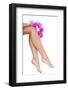 Beautiful Female Legs and an Orchid Flower, Isolated on White-B-D-S-Framed Photographic Print