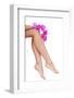 Beautiful Female Legs and an Orchid Flower, Isolated on White-B-D-S-Framed Photographic Print