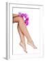 Beautiful Female Legs and an Orchid Flower, Isolated on White-B-D-S-Framed Photographic Print