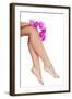 Beautiful Female Legs and an Orchid Flower, Isolated on White-B-D-S-Framed Photographic Print