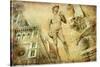 Beautiful Florence -Artistic Collage-Maugli-l-Stretched Canvas