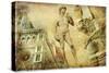 Beautiful Florence -Artistic Collage-Maugli-l-Stretched Canvas