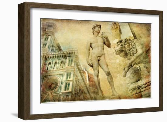 Beautiful Florence -Artistic Collage-Maugli-l-Framed Art Print