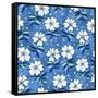 Beautiful Flowers Seamless Pattern Blue-nad_o-Framed Stretched Canvas