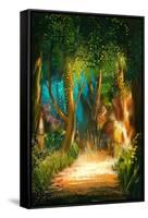 Beautiful Forest Path in Morning,Illustration Painting-Tithi Luadthong-Framed Stretched Canvas