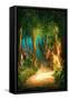 Beautiful Forest Path in Morning,Illustration Painting-Tithi Luadthong-Framed Stretched Canvas