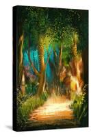 Beautiful Forest Path in Morning,Illustration Painting-Tithi Luadthong-Stretched Canvas