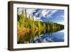 Beautiful Forest Reflecting on Calm Lake Shore at Algonquin Park, Canada-elenathewise-Framed Photographic Print