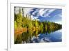 Beautiful Forest Reflecting on Calm Lake Shore at Algonquin Park, Canada-elenathewise-Framed Photographic Print