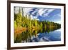 Beautiful Forest Reflecting on Calm Lake Shore at Algonquin Park, Canada-elenathewise-Framed Photographic Print