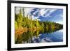 Beautiful Forest Reflecting on Calm Lake Shore at Algonquin Park, Canada-elenathewise-Framed Photographic Print