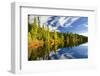 Beautiful Forest Reflecting on Calm Lake Shore at Algonquin Park, Canada-elenathewise-Framed Photographic Print