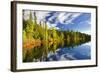 Beautiful Forest Reflecting on Calm Lake Shore at Algonquin Park, Canada-elenathewise-Framed Photographic Print