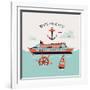 Beautiful Four Colored 'Bon Voyage' Printable Poster or Web Banner Template with Cruise Transatlant-Mascha Tace-Framed Art Print