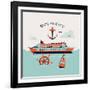 Beautiful Four Colored 'Bon Voyage' Printable Poster or Web Banner Template with Cruise Transatlant-Mascha Tace-Framed Art Print