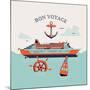 Beautiful Four Colored 'Bon Voyage' Printable Poster or Web Banner Template with Cruise Transatlant-Mascha Tace-Mounted Art Print
