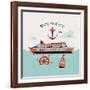 Beautiful Four Colored 'Bon Voyage' Printable Poster or Web Banner Template with Cruise Transatlant-Mascha Tace-Framed Art Print