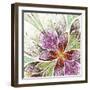 Beautiful Fractal Flower in Beige, Green and Violet-velirina-Framed Art Print