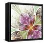 Beautiful Fractal Flower in Beige, Green and Violet-velirina-Framed Stretched Canvas