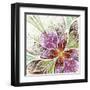 Beautiful Fractal Flower in Beige, Green and Violet-velirina-Framed Art Print