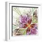 Beautiful Fractal Flower in Beige, Green and Violet-velirina-Framed Art Print