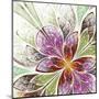 Beautiful Fractal Flower in Beige, Green and Violet-velirina-Mounted Art Print