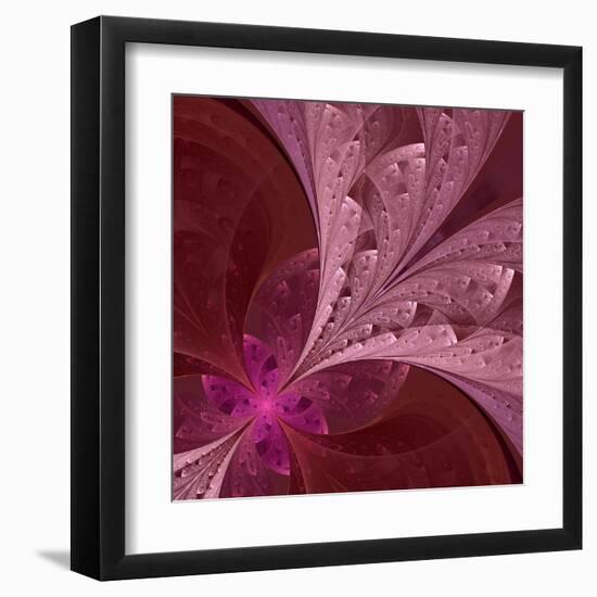 Beautiful Fractal Flower in Vinous and Purple-velirina-Framed Art Print