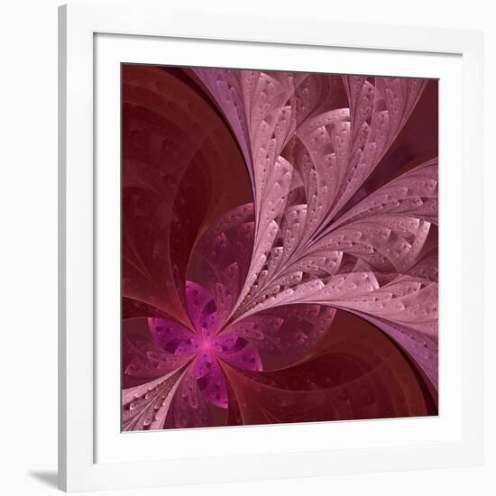 Beautiful Fractal Flower in Vinous and Purple-velirina-Framed Art Print