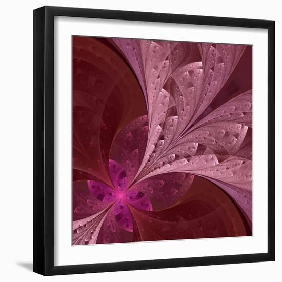 Beautiful Fractal Flower in Vinous and Purple-velirina-Framed Art Print